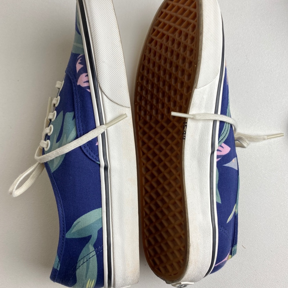 Vans floral blue low top sneakers shoes size 10 - Picture 7 of 9